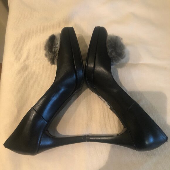 NEW (NWOT) Carisma Italian black leather platform pumps w/ gray fur sz 9 - Picture 11 of 15